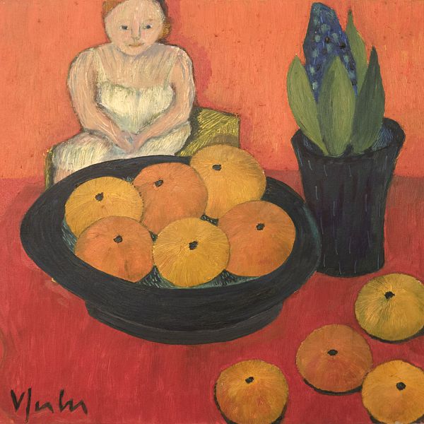 Veronika Gerber "Stilleben mit Holzskulptur" - Öl auf Leinwand - 60 x 60 cm