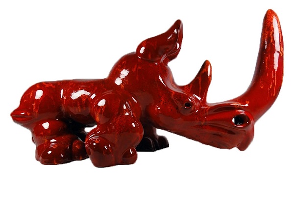 Gite Iemfre Rhino rouge orange "Rhinorange" Keramik 61 x 30 x 34 cm