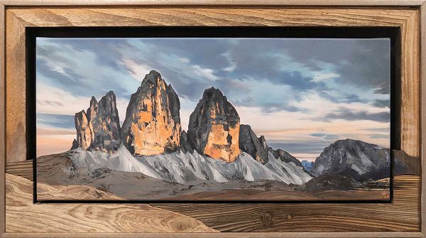 Harald Wilberger "Drei Zinnen" Öl auf Leinwand und Holz - 40 x 72cm