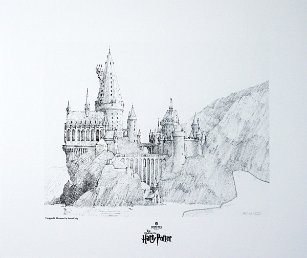 Harry Potter by Stuart Craig "A view of Hogwarts" Lithography 30 x 35 cm Limited Edition