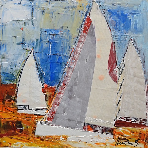 Heinke Böhnert "Orange Water" Mischtechnik auf Leinwand 40 x 40 cm