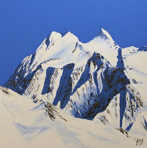 Hubert Zöhrer "Hochfeiler, Zillertaler Alpen" Acryl auf Leinwand 80 x 80 cm