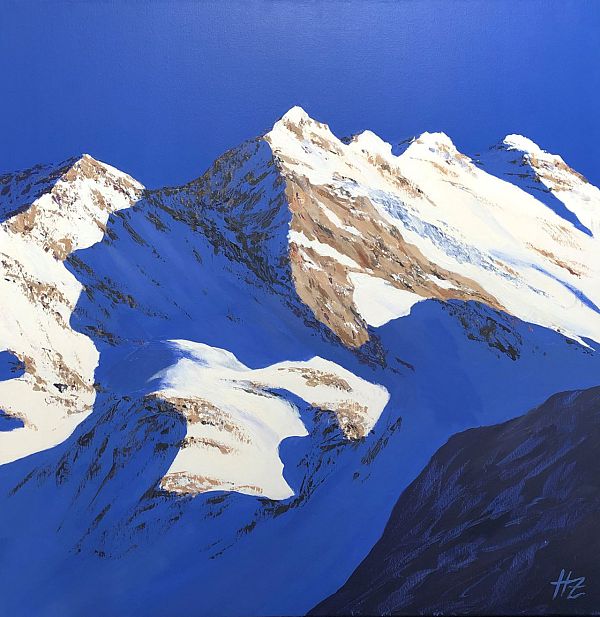 Hubert Zöhrer "Val Fedoz - Schweiz" Acryl auf Leinwand 80 x 80 cm
