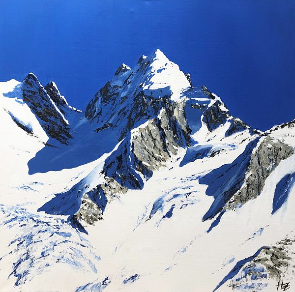 Hubert Zöhrer "Piz Roseg - Schweiz" Acryl auf Leinwand 80 x 80 cm