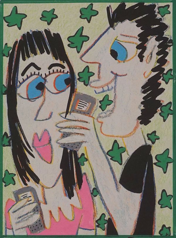 James Rizzi "can I get your number" 2008 - Mischtechnik - 21 x 14cm