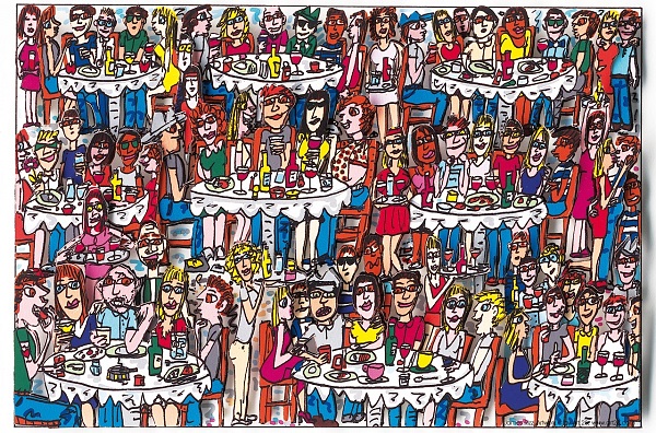 James Rizzi "Eating out with friends"2008, 3D-Siebdruck 15 x 20 cm