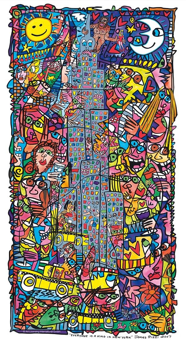 James Rizzi "Everyone Is A King In New York" 2007 Acryl auf Leinwand