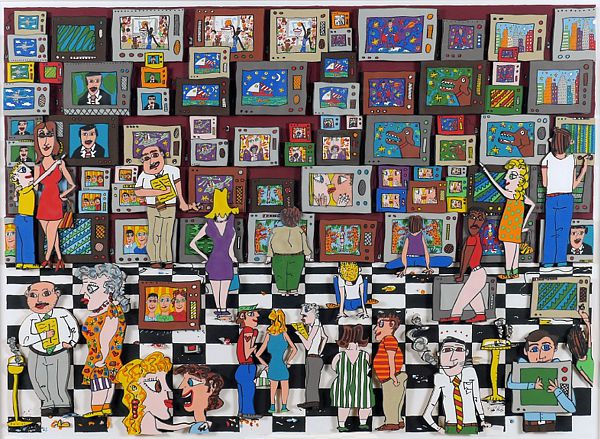 James Rizzi "It's time to buy a new Tv" 1989 3D-Siebdruck 66 x 91 cm