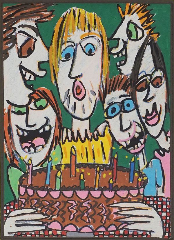 James Rizzi "make a wish" 2008 - Mischtechnik - 21 x 15cm