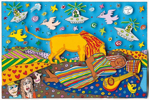 James Rizzi "sleeping Gypsy" 1998 nach Rousseau -  19 x 27cm