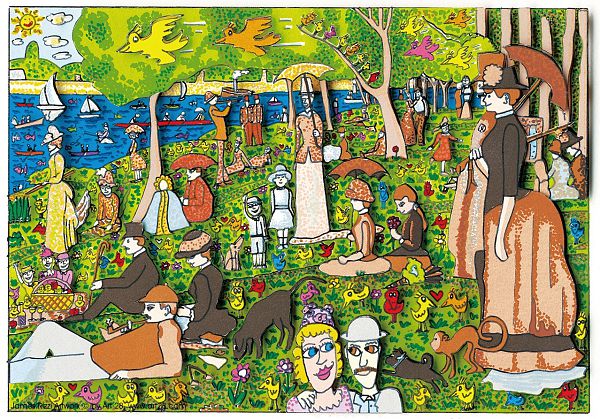 James Rizzi "sunday afternoon on the island of la grande jatte" 1998 nach Seurat - 19 x 27cm