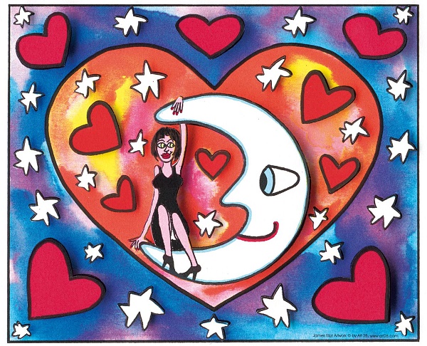 James Rizzi "The moon is a friend of your heart" 3D-Siebdruck 17 x 21 cm
