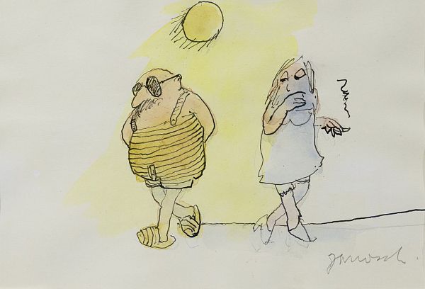 Janosch "Auf der Sonnenseite" Handaquarellierte Radierung - 19 x 27cm