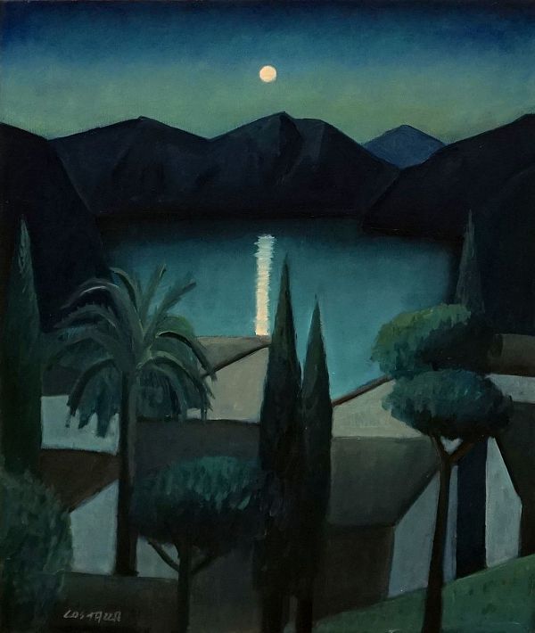 Josef Costazza "Abend am Gardasee" - Öl auf Leinwand - 60 x 50 cm