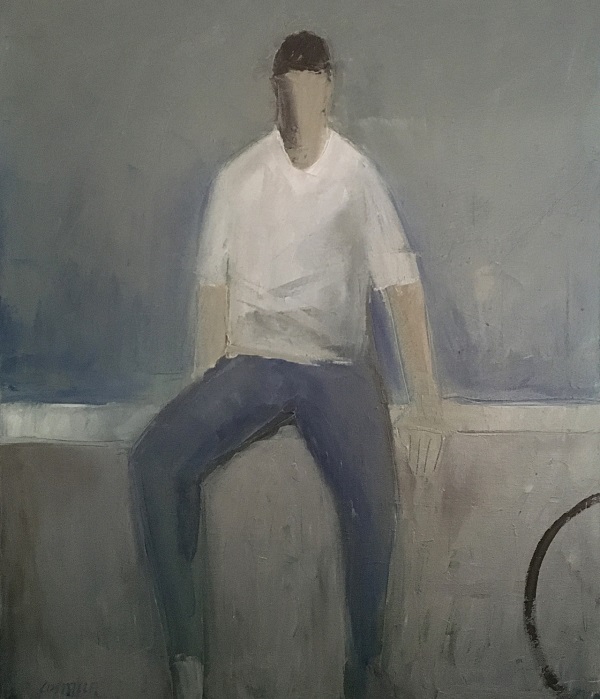 Josef Costazza "auf der Mauer" Öl auf Leinwand, 70 x 60 cm