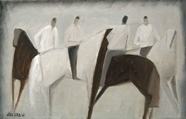 Josef Costazza "Reiter" Öl auf Leinwand 30 x 45 cm