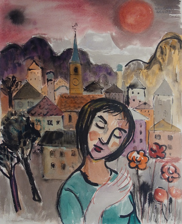 Lore Arnold "Abschied von Jenesien II" Aquarell 42 x 35 cm