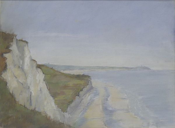 Erwin Lutz-Waldner "Kreidefelsen in der Normandie" 1942 - Pastell - 35 x 50cm