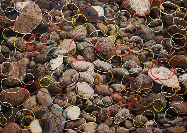 Markus Habersatter "Stromboli" Acryl auf Fotografie 100 x 140 cm