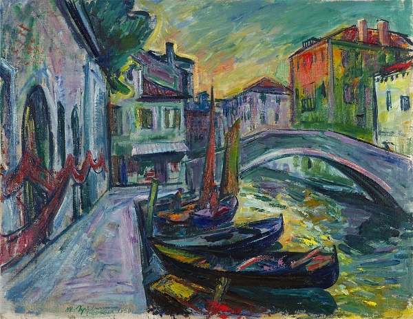 Max Spielmann "Chioggia" 1950 Öl auf Leinwand 56 x 72 cm