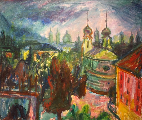 Max Spielmann "Innsbruck Johanneskirche" 1950 - Öl auf Leinwand - 60 x 70 cm