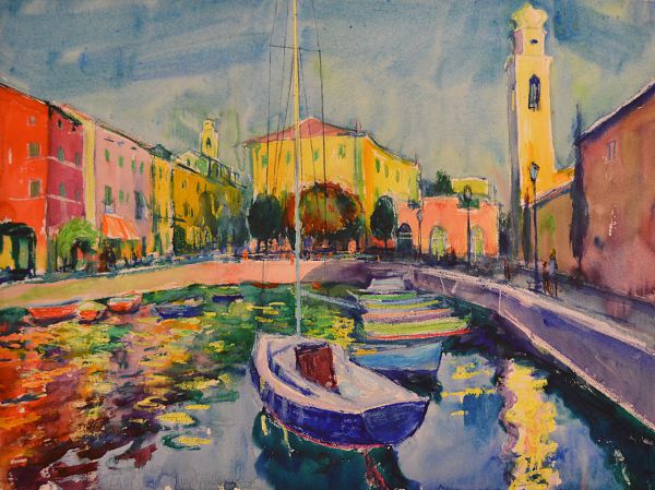 Max Spielmann "Lazise" 23. Okt 68 Aquarell 48 x 64 cm