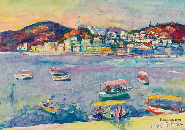 Max Spielmann "Poros" 1977 - Aquarell - 43 x 60 cm