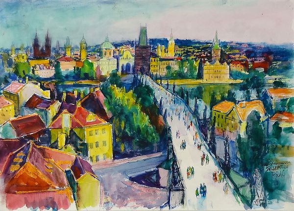 Max Spielmann "Prag" 1979 - Aquarell - 47 x 66 cm