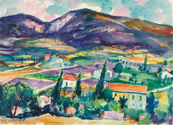Max Spielmann "Provence Saint Auban sur Ouvez" 1968 - Aquarell - 48,5 x 66 cm