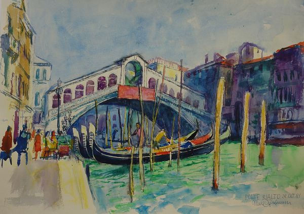 Max Spielmann "Rialto" 1981 Aquarell 45 x 64 cm