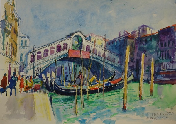 Max Spielmann "Ponte Rialto" 1981 Aquarell 45 x 64 cm