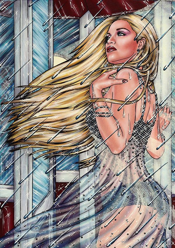 Maximilian Otte, Afterparty 7, Acryl/Molino, 100 x 70 cm