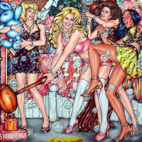 Maximilian Otte, The Model-O-Meter, Acryl/Molino, 100 x 100 cm