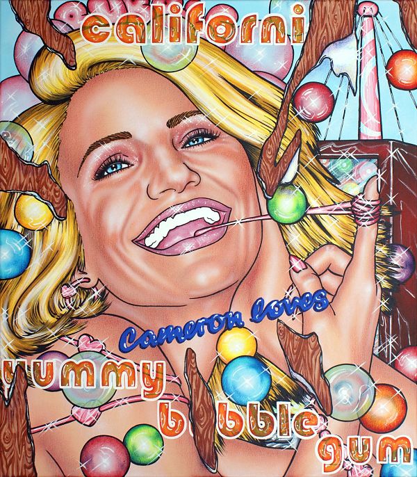 Maximilian Otte, Yummy Bubble Gum, Acryl/Molino, 80 x 70 cm