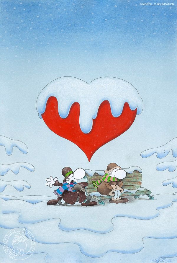 Mordillo Snowy Heart Fine Art Print 60 x 42 cm web