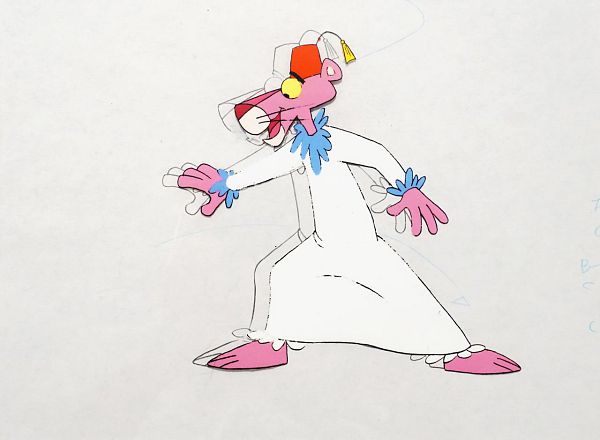 "Pink Panther im Orient" - hand painted cell & drawing - 27 x 32 cm - DV