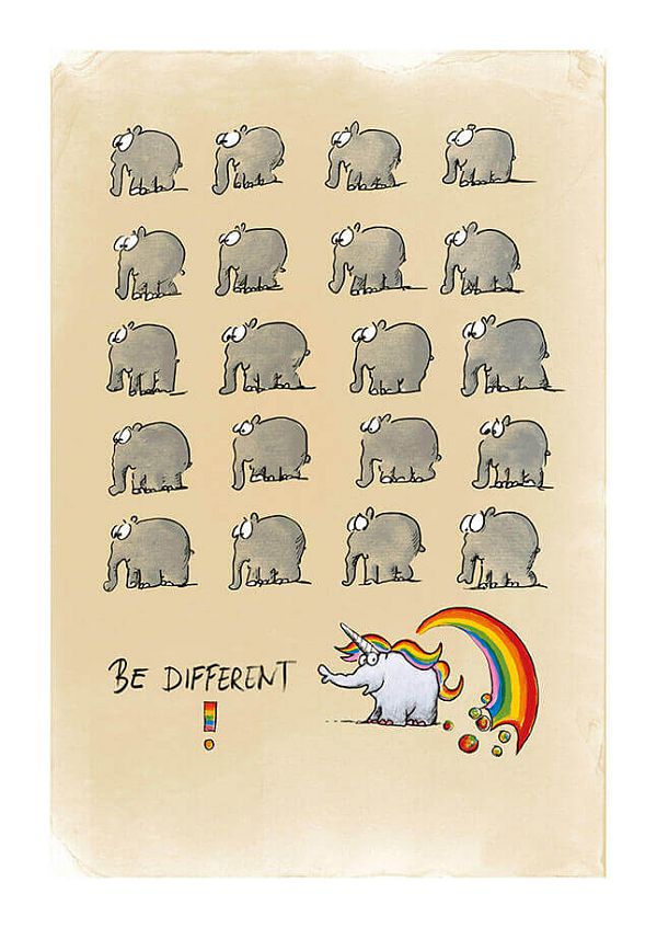 Otto Waalkes "Be different" Siebdruck 74 x 52 cm