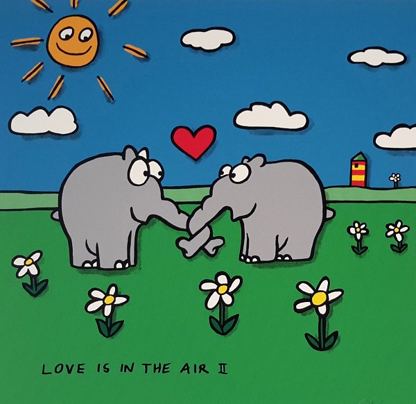 Otto Waalkes "Love is in the Air II" Siebdruck 40 x 40 cm