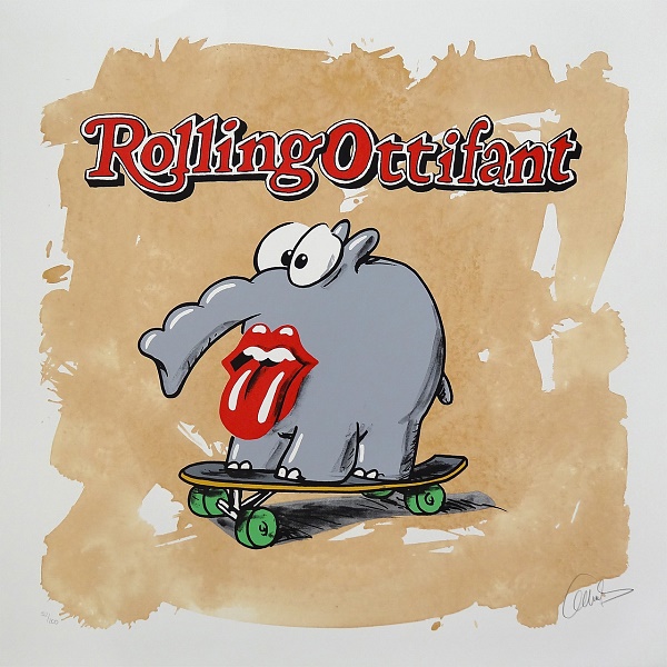 Otto Waalkes "Rolling Ottifant" Siebdruck 68 x 68 cm
