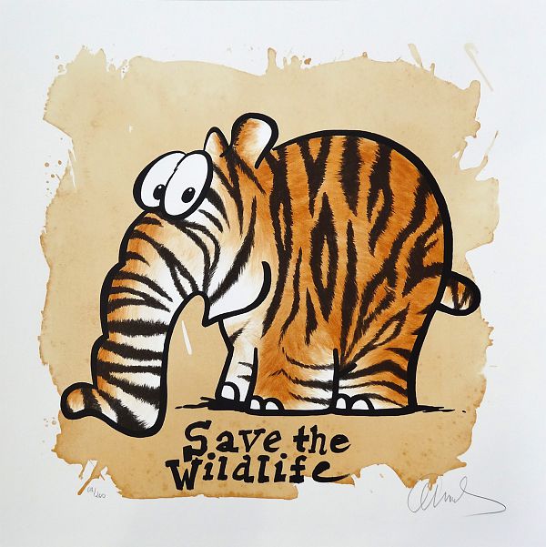 Otto Waalkes "Save the Wildlife" Siebdruck 48 x 48 cm