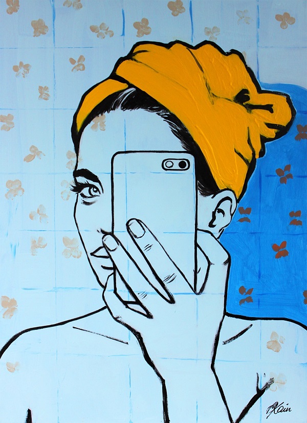 Petra Kaindel "Bathroom Selfie" Acryl auf Leinwand 70 x 50 cm