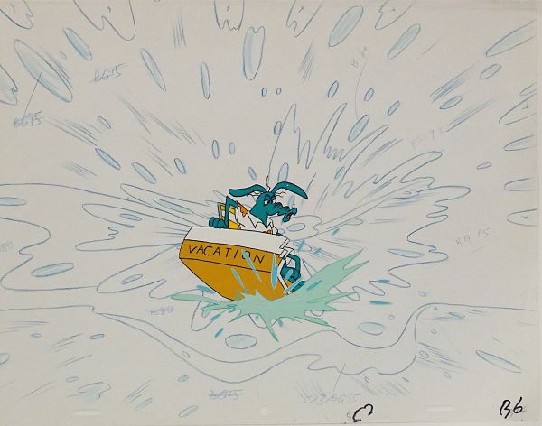 Pink Panther "Der Ameisenbär als Urlauber auf einem Boot" Original Production Cel 28 x 32 cm