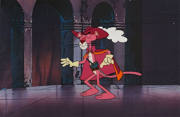 Animation Art Pink Panther by Friz Frelang "Der rosarote Panther mit Degen" Original Production Cel 22 x 29 cm