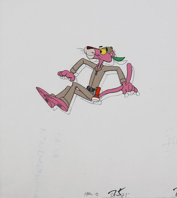Pink Panther "Der rosarote Panther mit Taschenlampe" Original Production Cel 29 x 23 cm