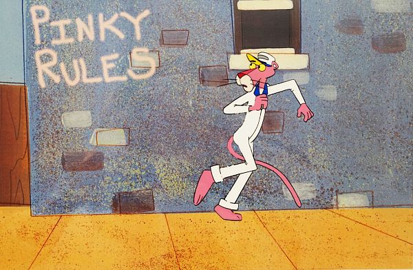 Pinky rules Panther - hand painted cell - 27 x 32 cm