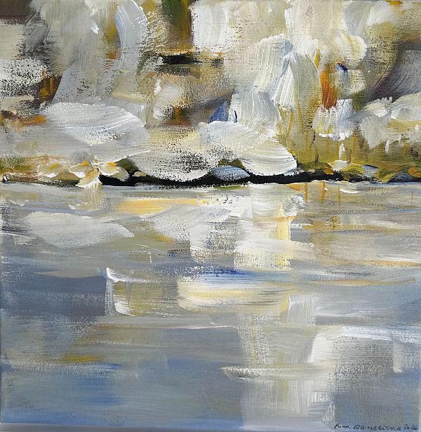 Puck Steinbrecher "Verschneites Ufer" 40 x 40cm