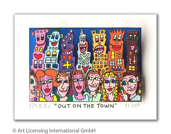 James Rizzi "Out on the town" - 3D-Siebdruck - 8,5 x 11 cm