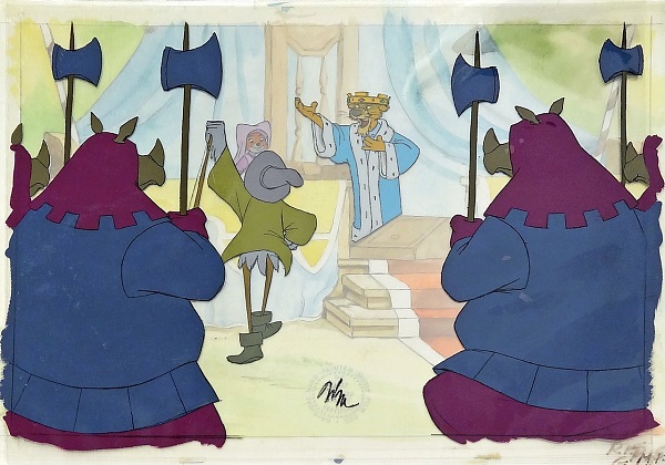 Robin Hood "Prince John, the Guards and Robin" Original & Unique hand painted Production Cels 32 x 42 cm © Disney