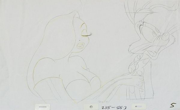 Roger Rabbit "Roger und Jessica II" Original Pencil Drawing 27 x 35 cm