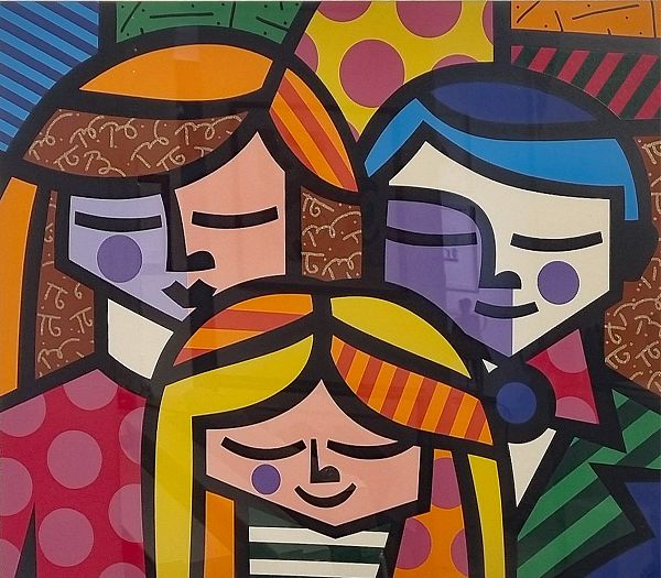 Romero Britto "Family" Siebdruck limtierte Auflage: 73/300 Exemplare Ausschnitt: 40 x 48 cm, gerahmt 79 x 86 cm - € 1.500,-- (statt € 2.400,--)